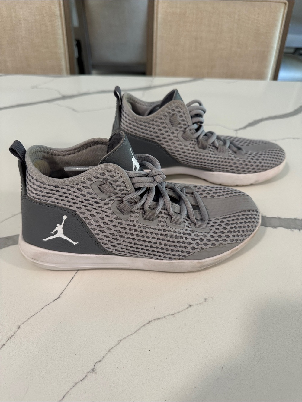 Jordan Gray Breathable Mesh Athletic Sneakers